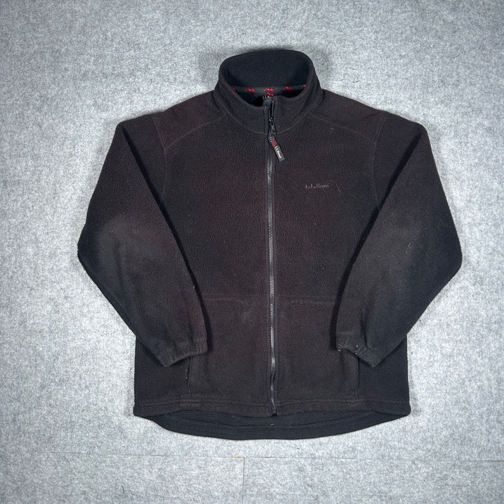 LL Bean Fleece Jacket Men M Black Full Zip Outdoors Gorpcore Hiking Warm Comfy